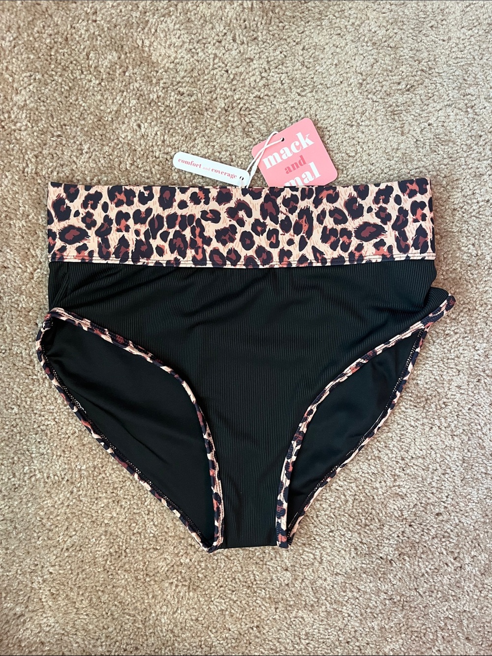 NWT Mack and Mal Leopard High Waist Bikini Bottom - Picture 2 of 8